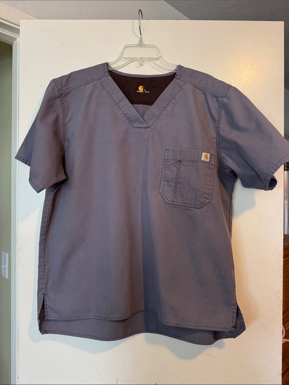 Carhartt Slate Blue V-Neck Work Scrub Top with Pocket